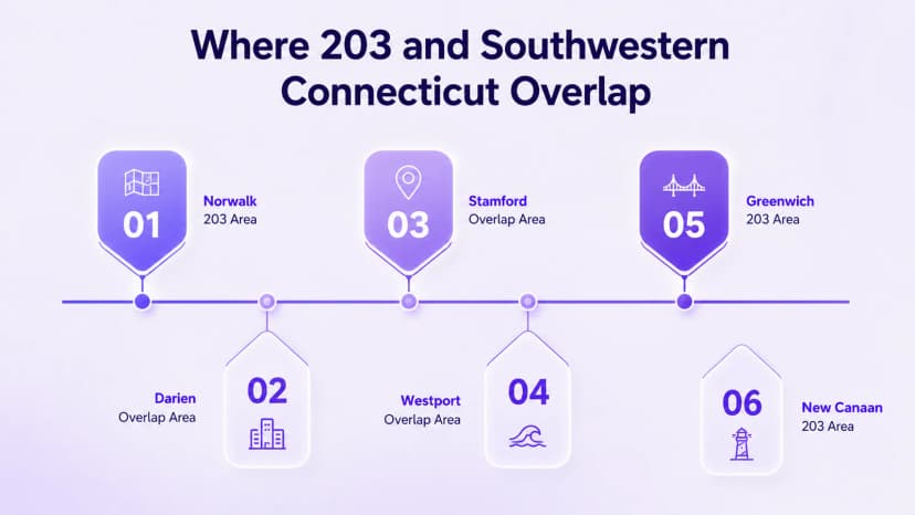 Ai sử dụng số mã vùng 203 - hành lang công nghệ sinh học và Yale của New Haven cùng với các thị trấn tài chính của Quận Fairfield