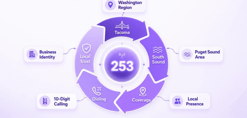 Qual é o código de área 253 - região de Washington, Tacoma, cobertura sul de Puget Sound