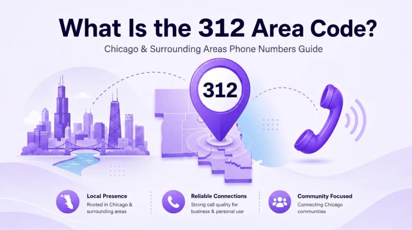 Kaart met het netnummer 312 voor het centrum van Chicago en de Loop