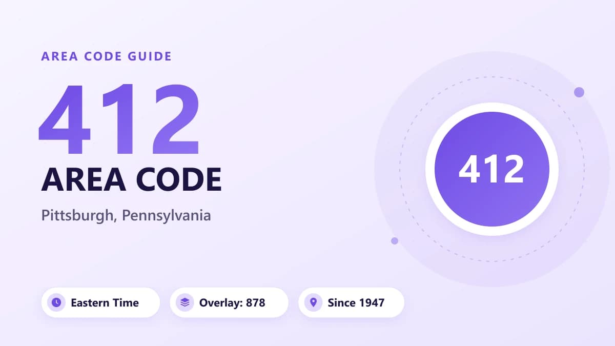 412 Alan Kodu: Pittsburgh, Pennsylvania Konum ve Saat Dilimi