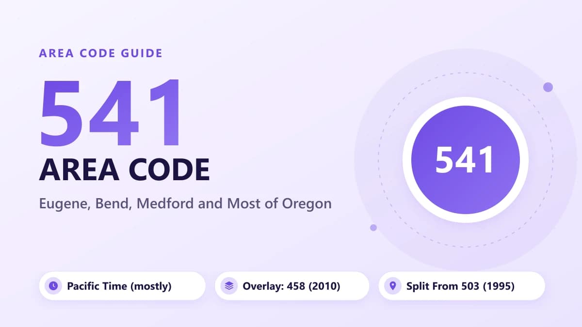 541 Alan Kodu: Eugene, Bend and Medford, Oregon Konumu ve Saat Dilimi