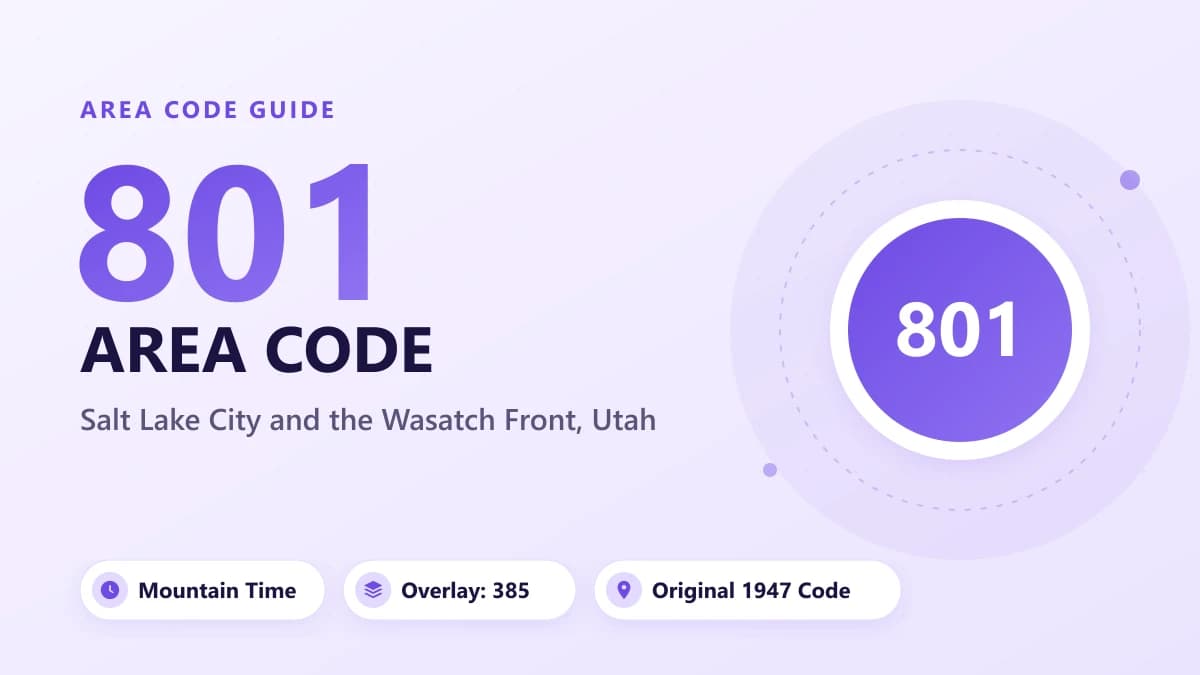 Código de área 801: Salt Lake City, Utah Ubicación y zona horaria