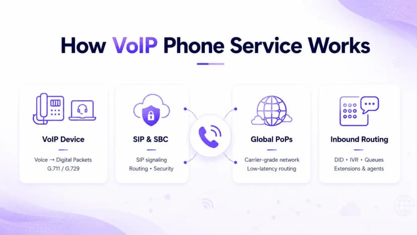 VoIP 전화 서비스 작동 방식 - VoIP 장치, SIP 및 SBC, 글로벌 PoP 및 인바운드 라우팅