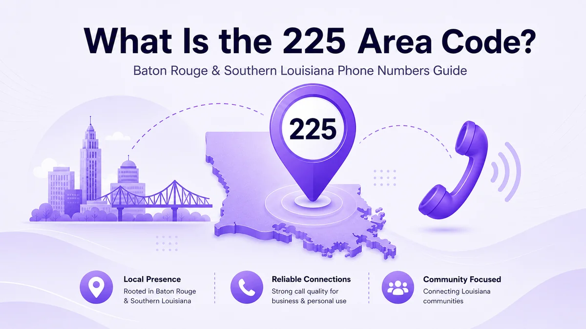Quel est l'indicatif régional 225 — Carte de couverture de Baton Rouge et de la partie sud de la Louisiane