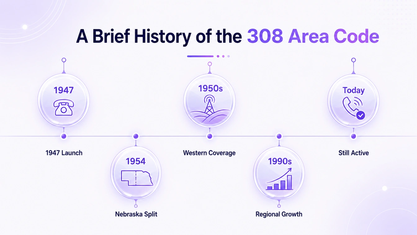 Een korte geschiedenis van netnummer 308 - 1947 tot 1954, afgesplitst van netnummer 402 tot vandaag