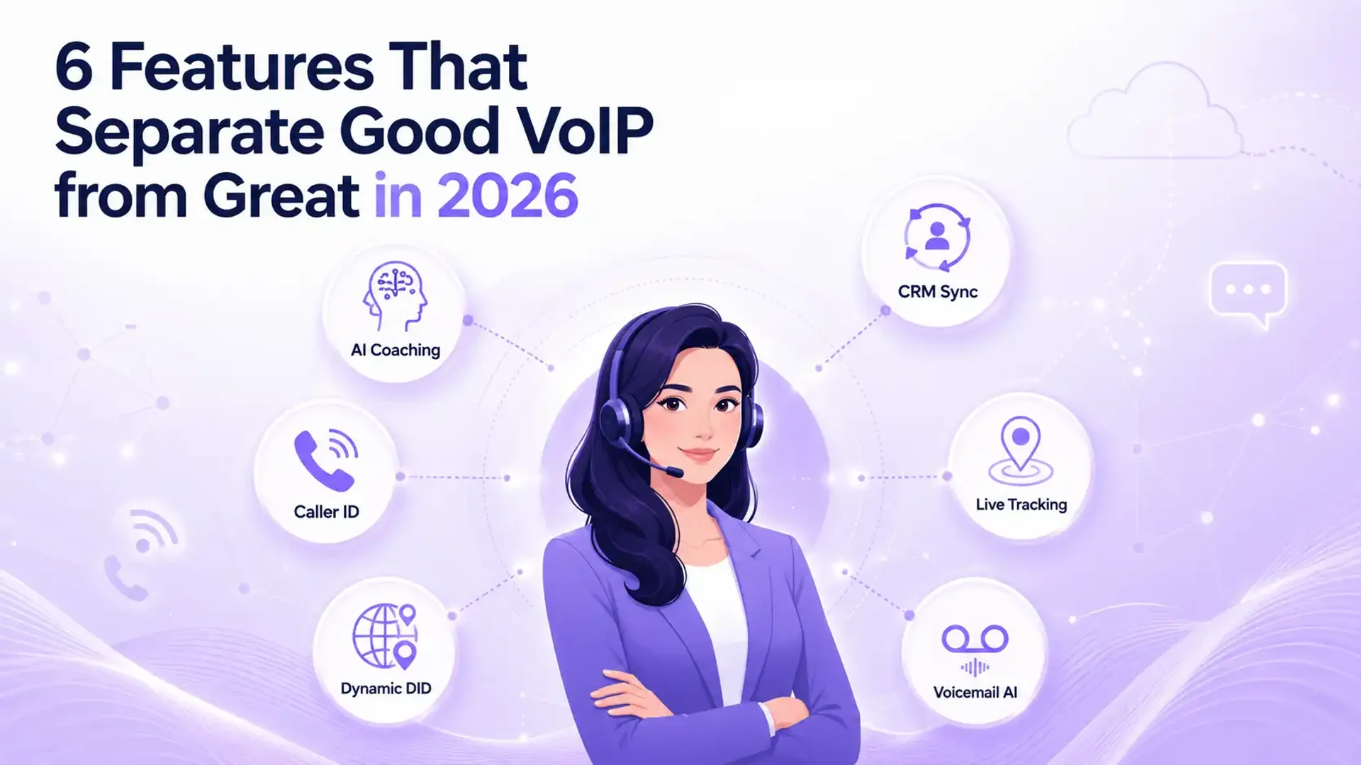 6 ฟีเจอร์ที่แยก VoIP ที่ดีออกจาก Great ในปี 2026 — การฝึกสอน AI, ID ผู้โทร, DID แบบไดนามิก, การซิงค์ CRM, การติดตามสดและ AI ข้อความเสียง